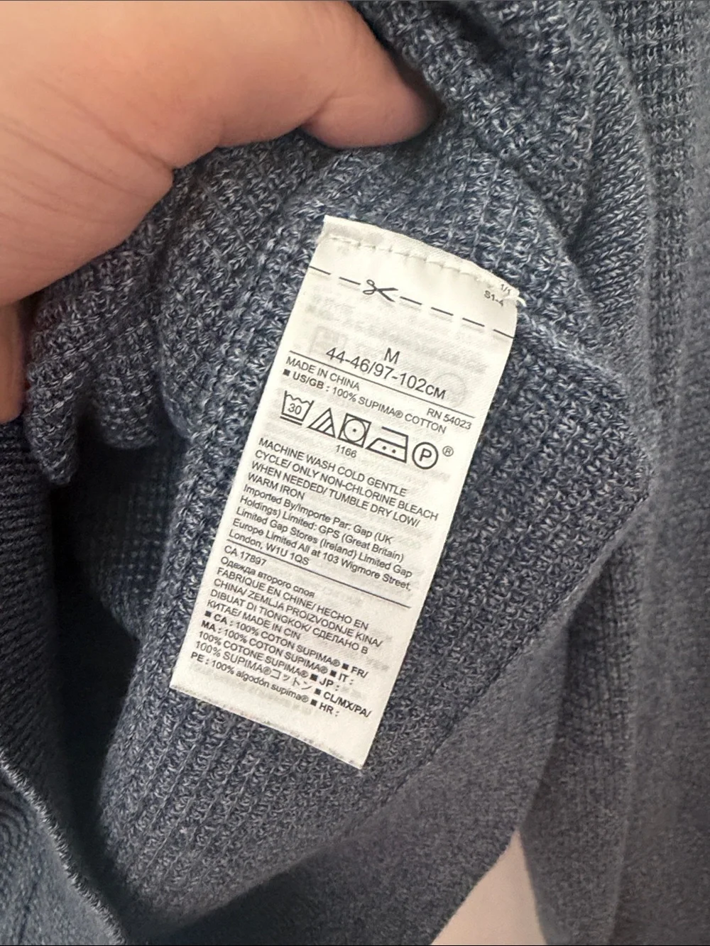 Banana Republic 100% Supima Cotton Waffle Knit Crewneck Sweater Blue Men’s M